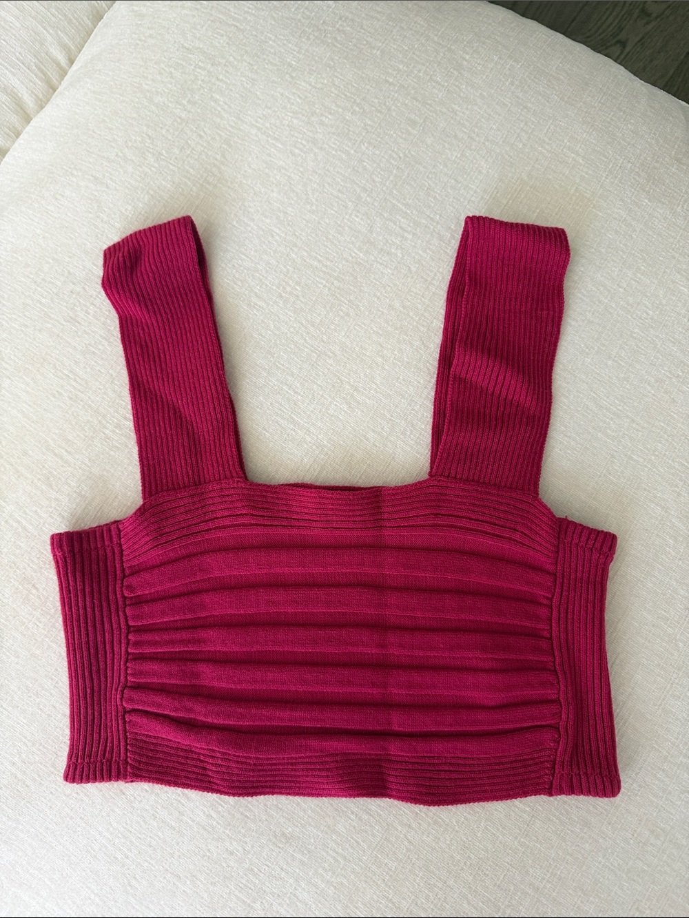 EUC Ribbed Square-Neck Fuchsia Crop Top